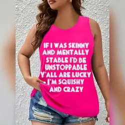 SHEIN Plus Size Tank Top with STABLE I'D BE Letter Print - 1XL