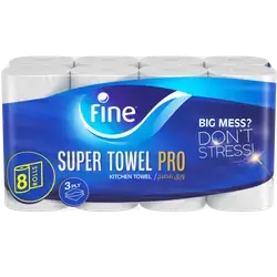 Fine Kitchen Super Towel Pro 75 Sheet 3 Ply 8 Rolls