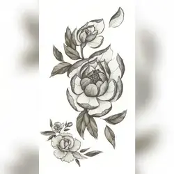 1 Sheet Temporary Tattoo Black Grey Rose Flower Fake Body Art Sticker Waterproof Ladies