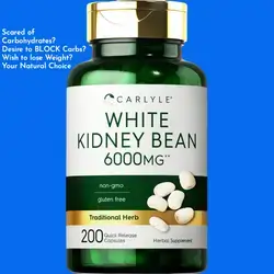 White Kidney Bean Extract | Non-GMO & Gluten Free Extract | Potent Carbohydrates Blocker | helps lose weight | 200 Capsules carb blocker