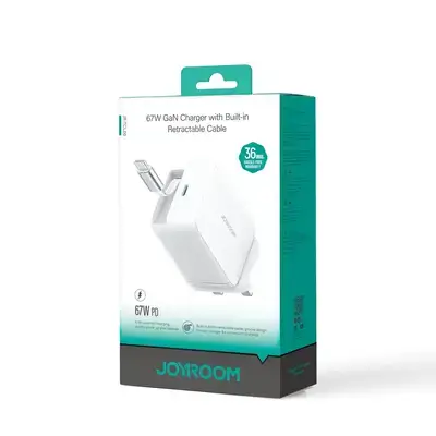 JR-TCL06 67W GaN Retractable Charger – EU/UK White