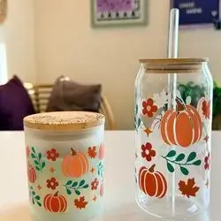 Pumpkin Coffee glass +Candle Set