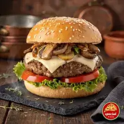 Meat Burger With Mushroom And Cheese