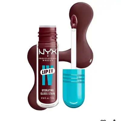 NYX Professional Makeup Lip IV Hydrating Gloss Stain, Lip Gloss, Up to 12HR Hydration, High Pigment, Wet Shine Finish, Mauve N' Moist!