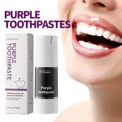 Purple Toothpaste 30ml Whitening tooth and restores Brightness//كورميسيك v34 معجون أسنان أرجواني بلون تبييض الأسنان مصحح دي سيروم دنت موس علامة مخصصة