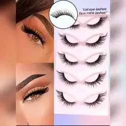 5 Pairs New Cat Eye Eyelashes 3D Natural Transparent Band False Lashes