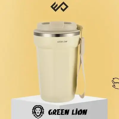 Green Lion Vaccum Mug Stainless Steel Insulated Bottle - Biege