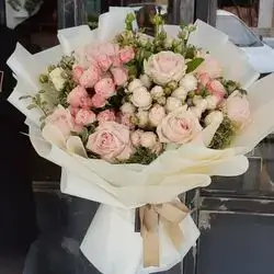 Pink & White Baby Rose & Rose Bouquet