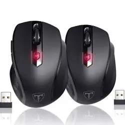 Wireless Mouse, D-09 Computer Mouse USB Cordless Mice for Laptop, Ergo Grips, Lightspeed 5-Level 2400 DPI, 16 Months Battery, Portable for PC Mac Chromebook (2Pack)