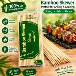 Bamboo Skewer 8inch   4mm  100pcs