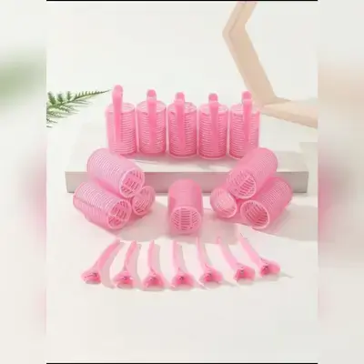 12pcs Hair Rollers Self Grip Holding Curlers With 12pcs Alligator Hair Clips