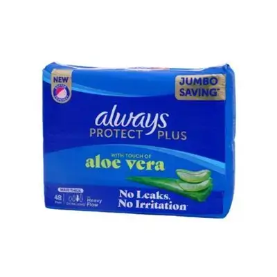 Always - Aloe Vera Touch Sanitary Pads - Maxi Thick - Extra Long - 48 Count