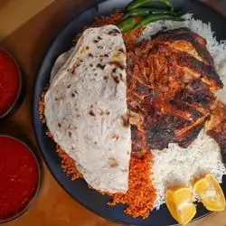 Chicken Grilled On Charcoal With Rice
