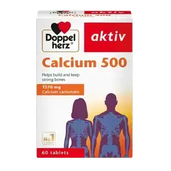 Calcium 500 (Calcium Carbonate 1370mg) Helps Build and Keep Strong Bones 60 Tablets _ Doppel herz