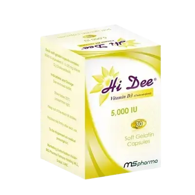 Hi Dee (Vitamin D3 5000 IU) 30 Soft Gelatin Capsules _ United Pharmaceuticals