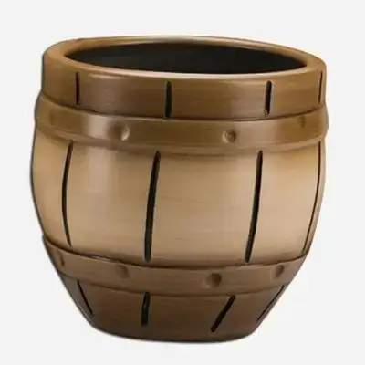 Terracotta Flower Pot No:6 Barrel Pattern White