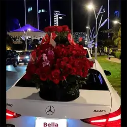 300 Red Roses Car Arrangement