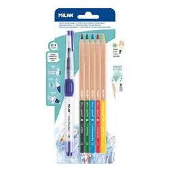 Milan Pencils (Hb, 4B & 8B) + Afila Pencil Sharpener + The Master Gum Eraser + Brush