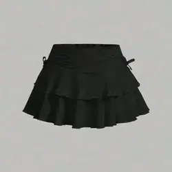 SHEIN Girlism Teen Girls Drawstring Waist Ruched Casual Skirt - 12 Years