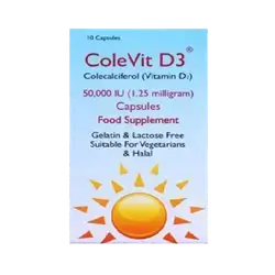 ColeVit D3 Colecalciferol 50000IU (1.25mg) 10 Capsules _ SP