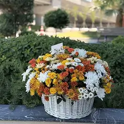 White and Orange Flower Basket