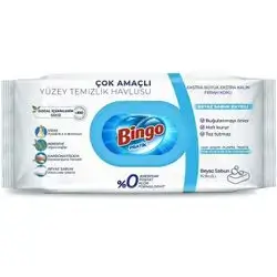 Bingo Clean Surface Cleaning Wipes – White Soap Scent – 96 Sheets (With Plastic Lid)