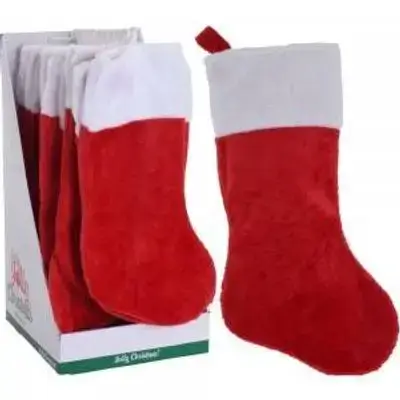 Koopman Xmas Stocking 43Cm Plush Red