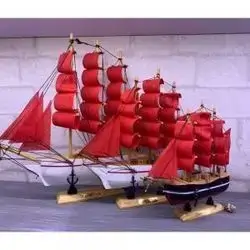 Oster Decorative Wooden Ship Model 14 Cm Red