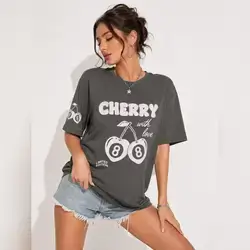 Cherry Graphic Oversized T-Shirt Casual oversized T-shirt - Large