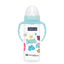 P.P Slim Waist Feeding Bottle with Handle 2 From 6-12 Months BLUE 240ml OPB-1027(B) _ Optimal
