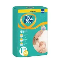 Evy Baby Diaper 2-5 kg No. 1 , 60 pieces
