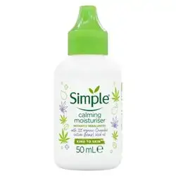 Simple Calming Moisturiser Skin Cream with Organic Hemp Seed Oil Skincare for Sensitive Skin 50ml