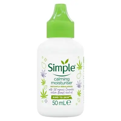 Simple Calming Moisturiser Skin Cream with Organic Hemp Seed Oil Skincare for Sensitive Skin 50ml