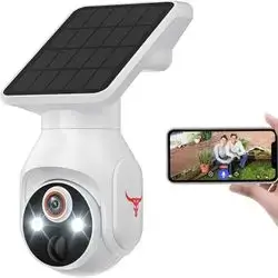 1080p WiFi Security Camera with Solar Panel, Battery Powered, Pan Tilt, AI Motion Detection, Night Vision, 2-Way Talk, IP65, Cloud Storage, 2.4GHz WiFi Only