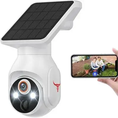 1080p WiFi Security Camera with Solar Panel, Battery Powered, Pan Tilt, AI Motion Detection, Night Vision, 2-Way Talk, IP65, Cloud Storage, 2.4GHz WiFi Only
