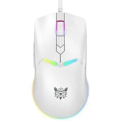Onikuma CW929 Wired Gaming Mouse USB Connection 6400 DPI RGB Light 1.6 Meter Cable White