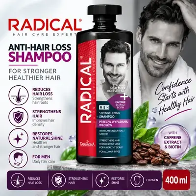 Radical Men Anti-Hair Loss Strengthening Shampoo with Caffeine Extract & Biotin — 400 mL