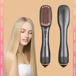 JMMO 3 In 1 Hair Dryer Brush & Straightener Brush, Professional 980W Powerful Ceramic Tourmaline Ionic Hot Air Brush, 3 Heat/2 Speed Settings One Step Hair Dryer And Styler For All Hair Types