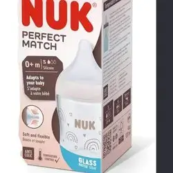 NUK PERFECT MATCH 0+m Silicone Anti-Colic Glass Bottle 120ml