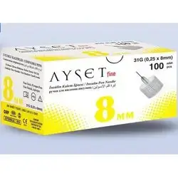 Ayset fine insulin pen needle 8mm 100 pcs