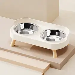 Elevated Double Pet Bowl with Stainless Steel Dishes