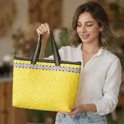 MEXICEN WOVEN PLASTIC TOTE BAG