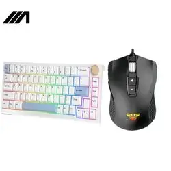Fantech MAXFIT67 3-Mode Custom Mechanical Gaming Keyboard RGB Backlit, 65% (67-Key) Hot Swappable Bluetooth/2.4G Wireless/Type-C Wired South Facing Mechanical Keyboard, Kailh White Switch, Off-White + FANTECH X14s RANGERS RGB Gaming Mouse