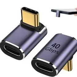 90 Degree USB C Adapter, Right Angle Connector, Male Female Adapter, Compatible with Steam Deck, Switch, MacBook, iPad, Smartphones, and USB-C or Thunderbolt 4/3 Devices
