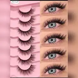 Asiteo 7 Pairs Fluffy False Eyelashes, Natural & Delicate