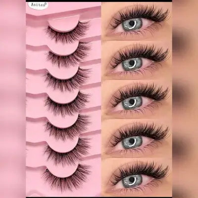 Asiteo 7 Pairs Fluffy False Eyelashes, Natural & Delicate