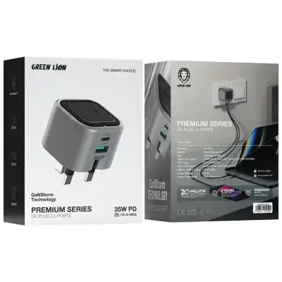 Green Lion Premium Series Foldable Wall Charger Plug PD 35W - 1 YEAR WARRANTY