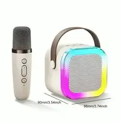 portable K12 wireless Bluetooth karaoke machine with a microphone.