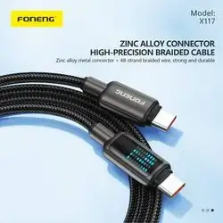 FONENG TYPE-C to TYPE-C 1.2M Flowing Light Zinc Alloy Head Braided Cable X117