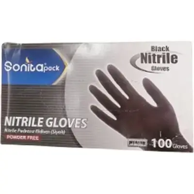 Sonita Pack Black Nitrile Gloves Medium